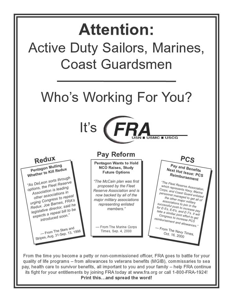 Active Duty Join FRA flyer, graphic